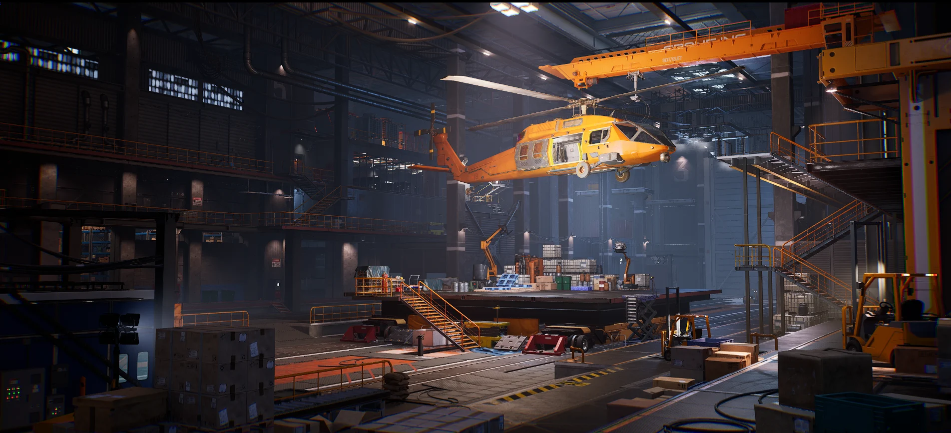 调整后-吊起直升机与聚焦光照