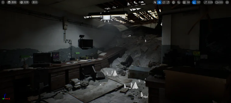 建筑塌陷与废墟细节